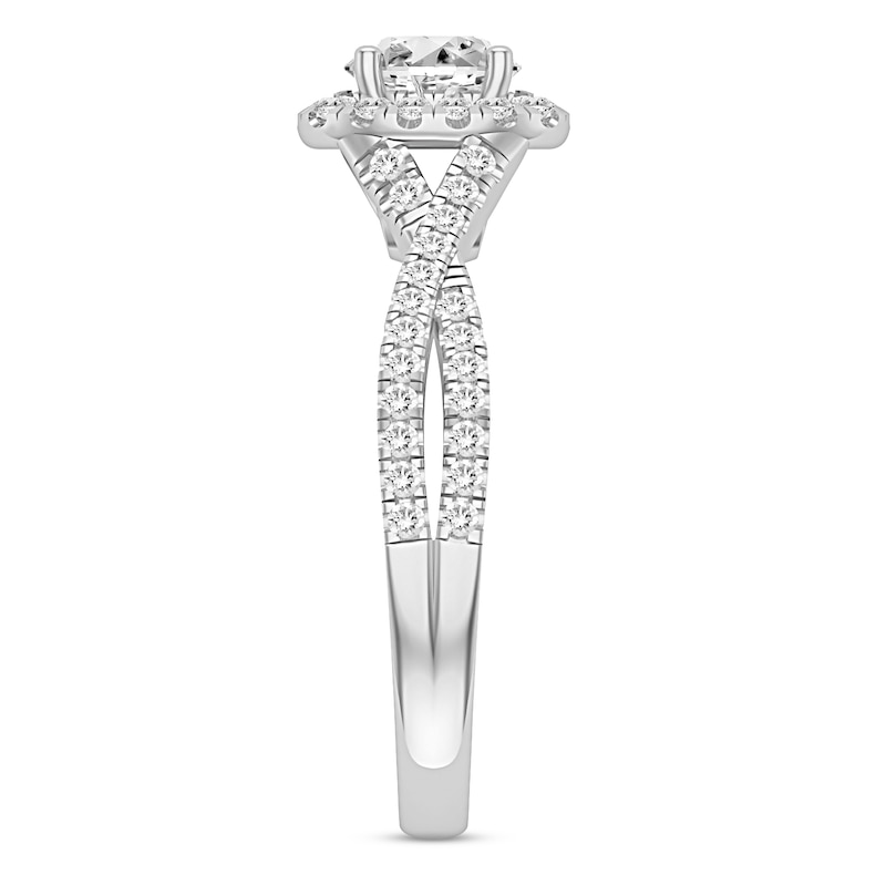 Diamond Engagement Ring 1 ct tw Oval & Round-cut White Gold Plated