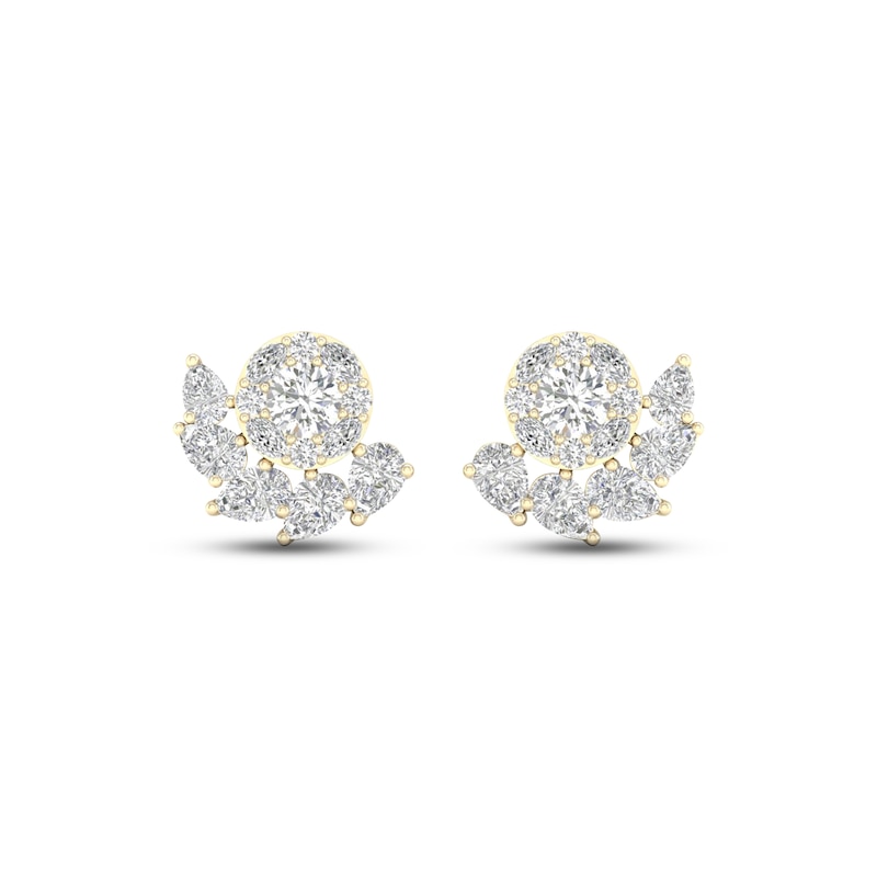 Multi-Diamond Earrings 2 ct tw Pear, Marquise & Round-cut Yellow Gold Plated