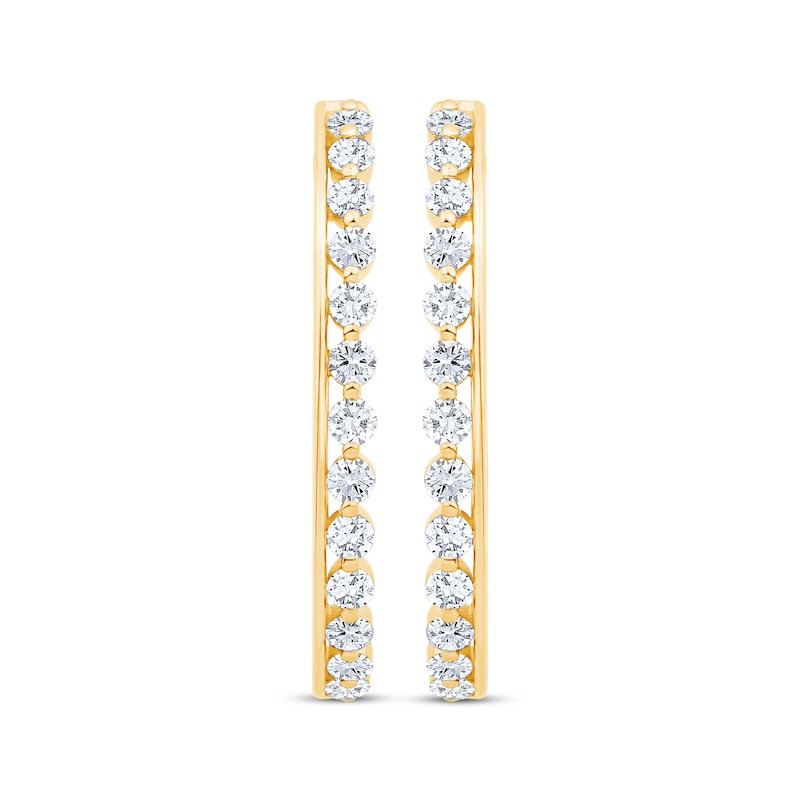 Diamond Oval-Shaped Bar Hoops 1 ct tw Yellow Gold Plated