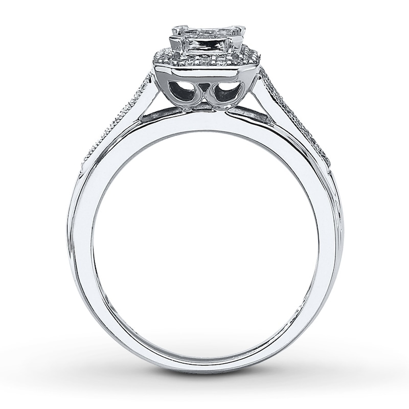Ring 1/3 ct tw Diamonds White Gold Plated