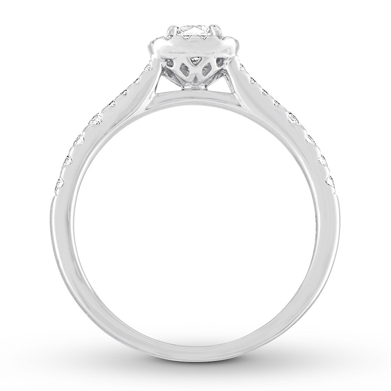 Diamond Engagement Ring 5/8 ct tw Round-cut White Gold Plated