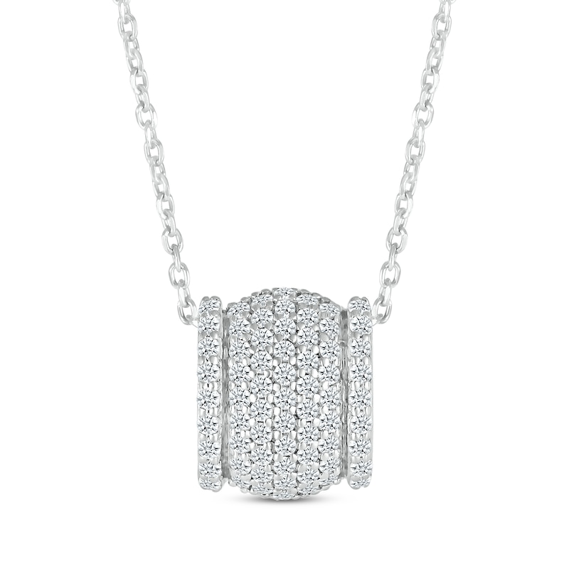 Round-Cut Diamond Seven-Row Domed Barrel Necklace 1/2 ct tw White Gold Plated 18”