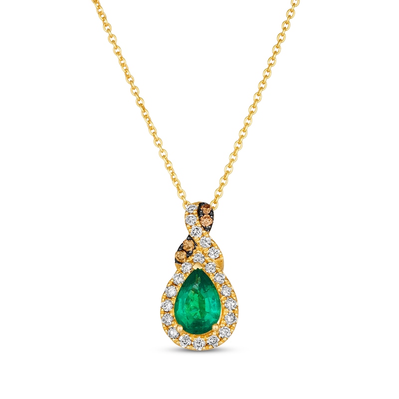 Le Vian Chocolate Twist Emerald Necklace 1/5 ct tw Diamonds Honey Gold Plated 19"