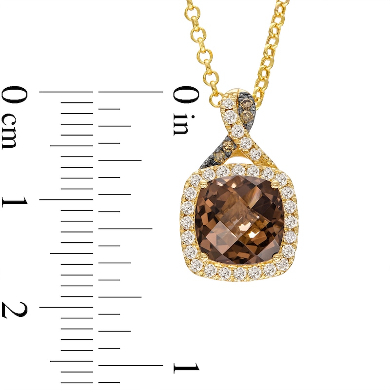 Le Vian Chocolate Twist Quartz Necklace 1/5 ct tw Diamonds Honey Gold Plated 19"