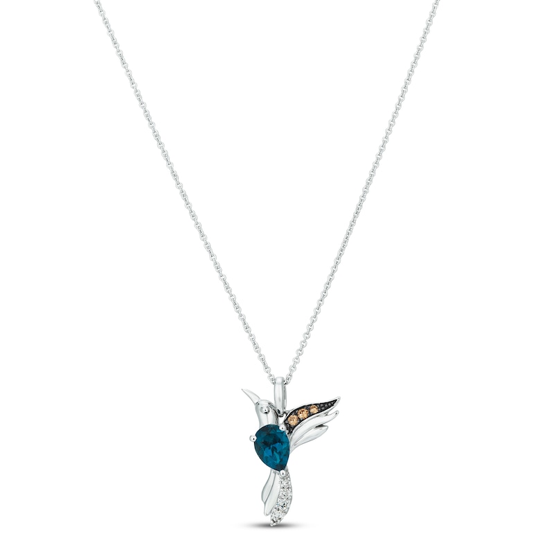 Le Vian Blue Topaz Bird Necklace 1/20 ct tw Diamonds Vanilla Gold Plated 18"