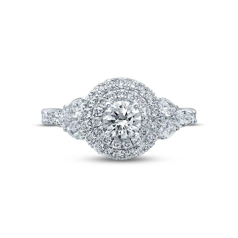 Monique Lhuillier Bliss Diamond Engagement Ring 1-5/8 ct tw Round, Pear & Marquise-cut White Gold Plated