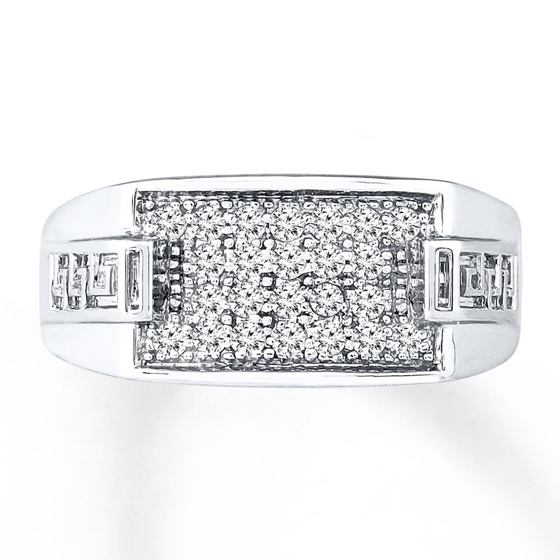 Men's Diamond Ring 1/3 carat tw White Gold Plated