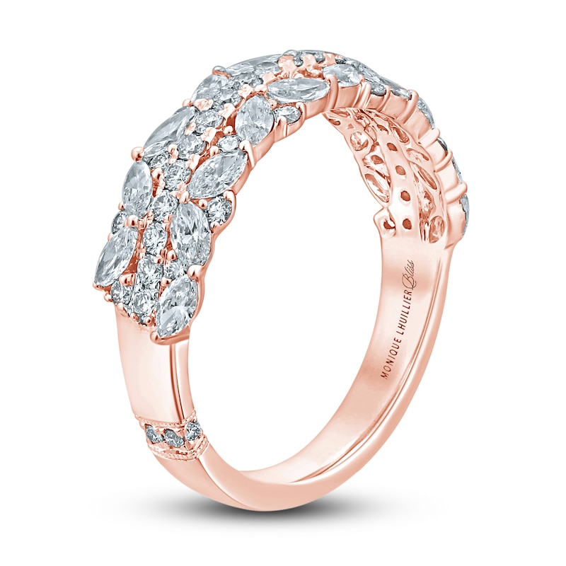 Monique Lhuillier Bliss Diamond Wedding Band 1-1/4 ct tw Round & Marquise-cut Rose Gold Plated