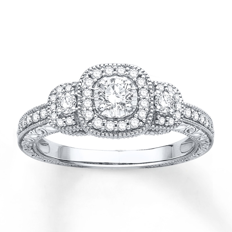 Diamond Engagement Ring 1/2 ct tw Round-cut White Gold Plated