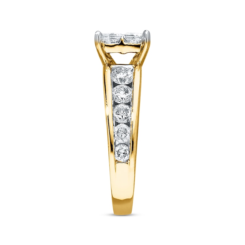 Multi-Stone Princess-cut Diamond Engagement Ring 2-1/2 ct tw Yellow Gold Plated