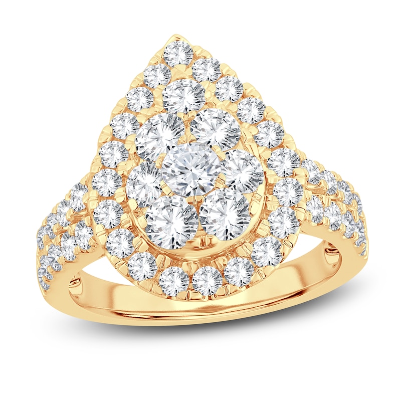 Multi-Diamond Engagement Ring 2 ct tw Round-cut Yellow Gold Plated
