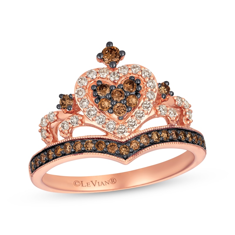 Le Vian Chocolate Diamond Tiara Ring 1/2 ct tw Strawberry Gold Plated