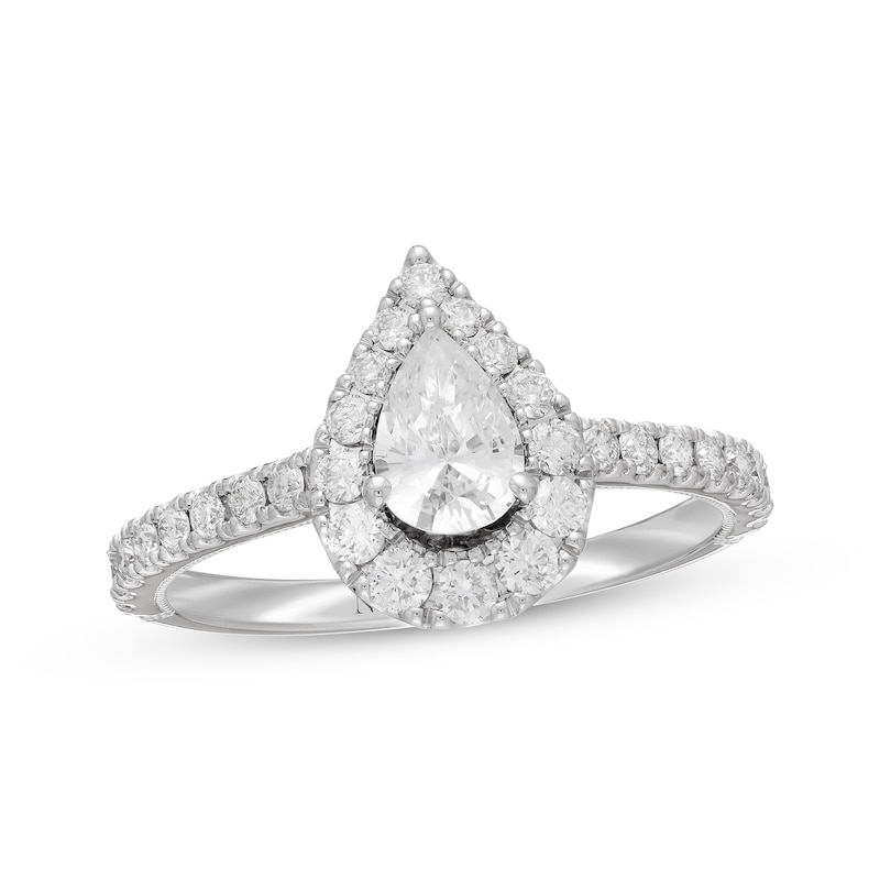 Neil Lane Diamond Engagement Ring 1 ct tw Pear & Round-cut White Gold Plated - Size 4.5