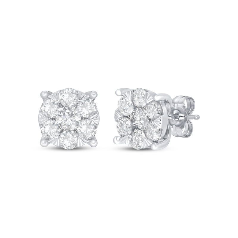 Diamond Fashion Stud Earrings 1 1/2 ct tw White Gold Plated