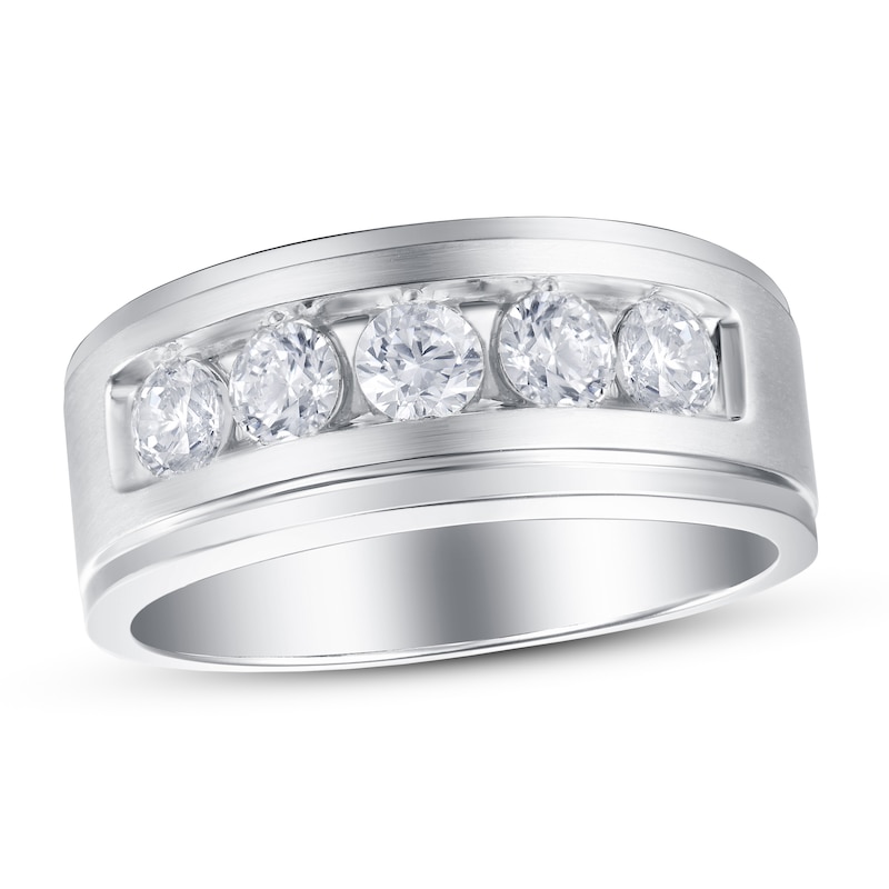 Men's Diamond Wedding Band 1 ct tw Round-cut White Gold Plated