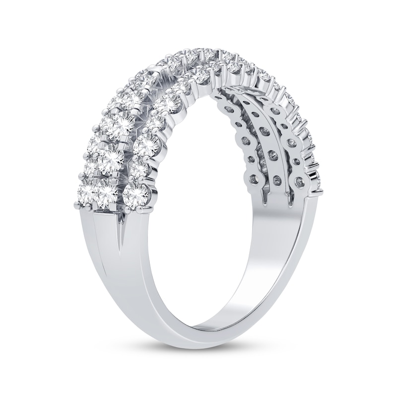 Diamond Three-Row Anniversary Band 1 ct tw Round-cut White Gold Plated