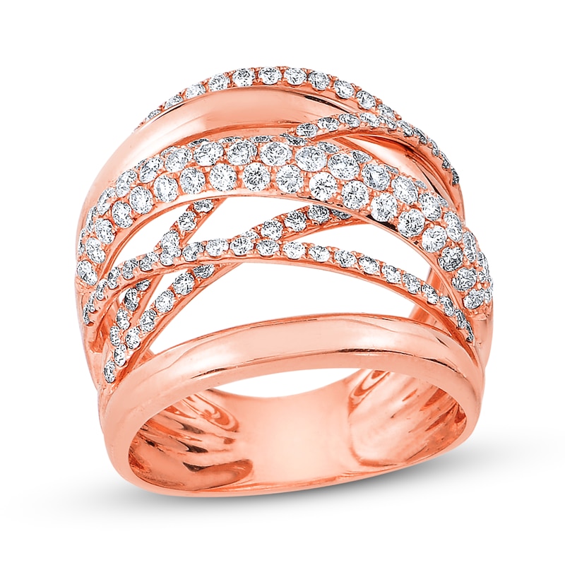 Diamond Ring 1-1/2 ct tw Round-cut Rose Gold Plated