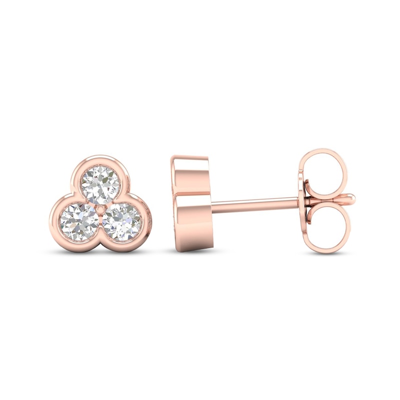 Diamond Three Stone-Earrings 1/2 ct tw Round-Cut Rose Gold Plated