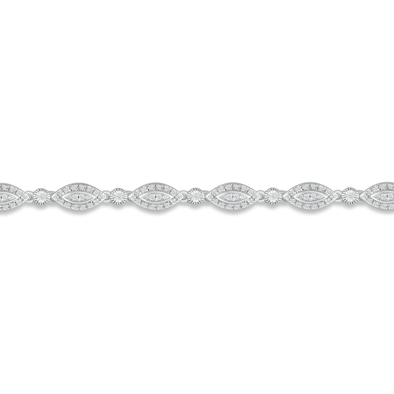 Diamond Marquise Line Bracelet 1/2 ct tw Round-cut White Gold Plated 7.25"