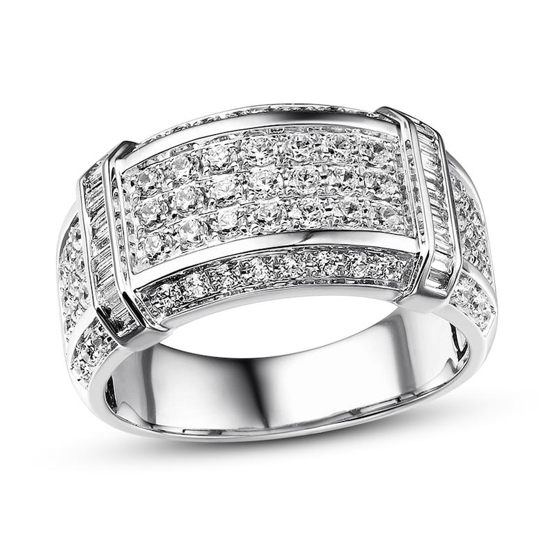 Men's Diamond Band 1-1/2 ct tw Round-cut White Gold Plated
