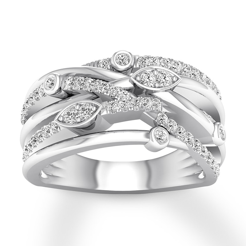 Diamond Ring 1/2 ct tw Round-cut White Gold Plated