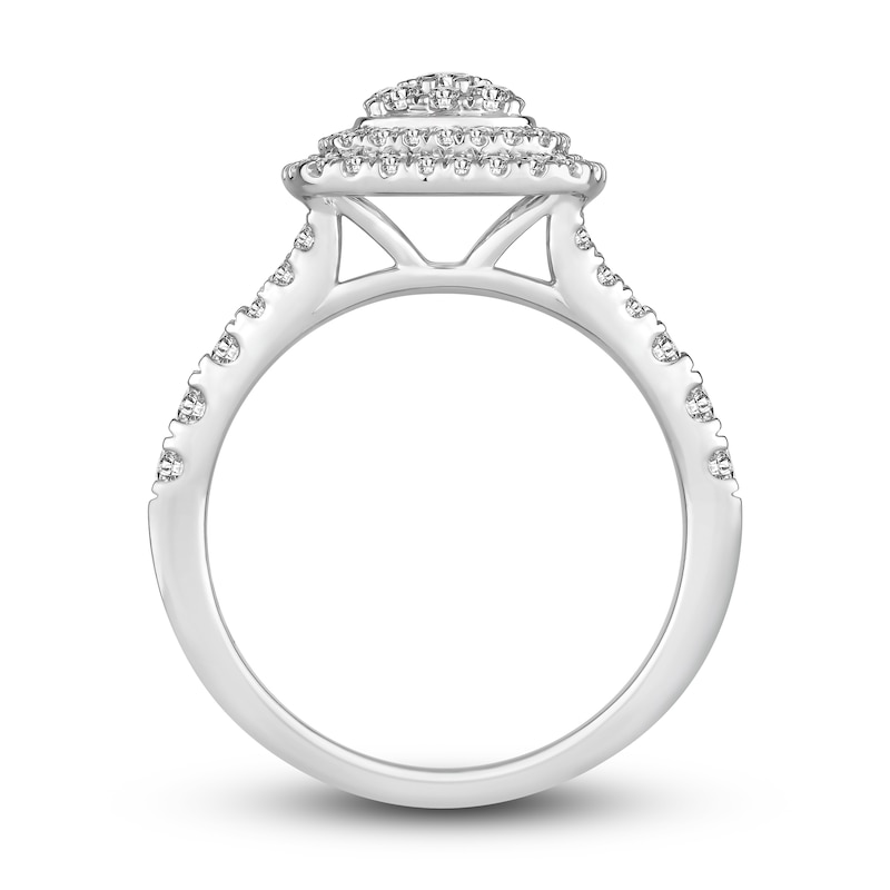 Multi-Diamond Engagement Ring 7/8 ct tw Round-cut White Gold Plated