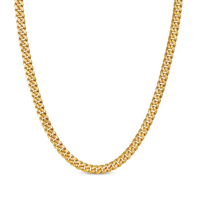 Semi-Solid Cuban Curb Chain Necklace 5.25mm Yellow Gold Plated 18"