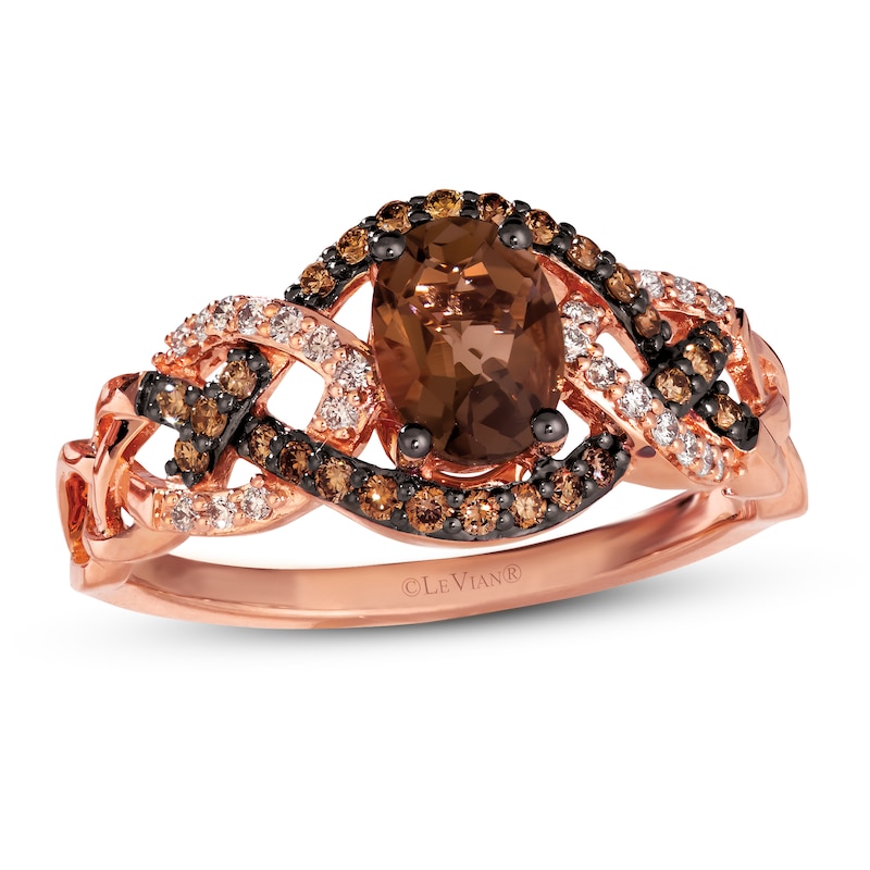Le Vian Chocolate Quartz Ring 1/4 ct tw Diamonds Rose Gold Plated