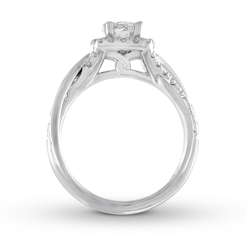 THE LEO Diamond Engagement Ring 1 ct tw Princess & Round-cut White Gold Plated
