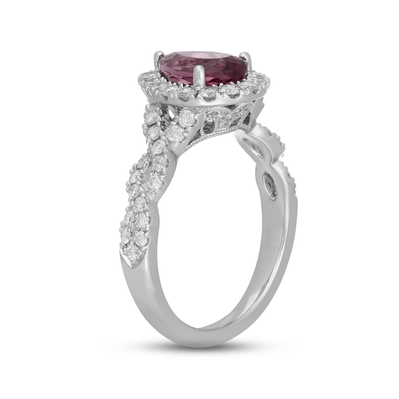 Neil Lane Pink Tourmaline & Diamond Engagement Ring 3/4 ct tw White Gold Plated