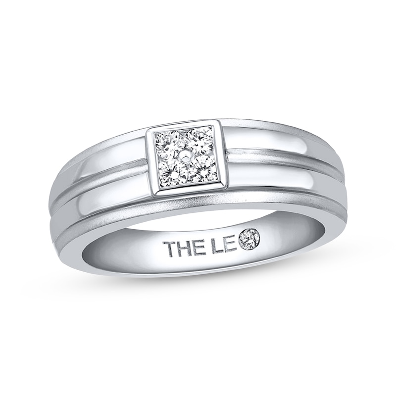 Men's Leo Diamond Wedding Band 1/4 ct tw Round White Gold Plated