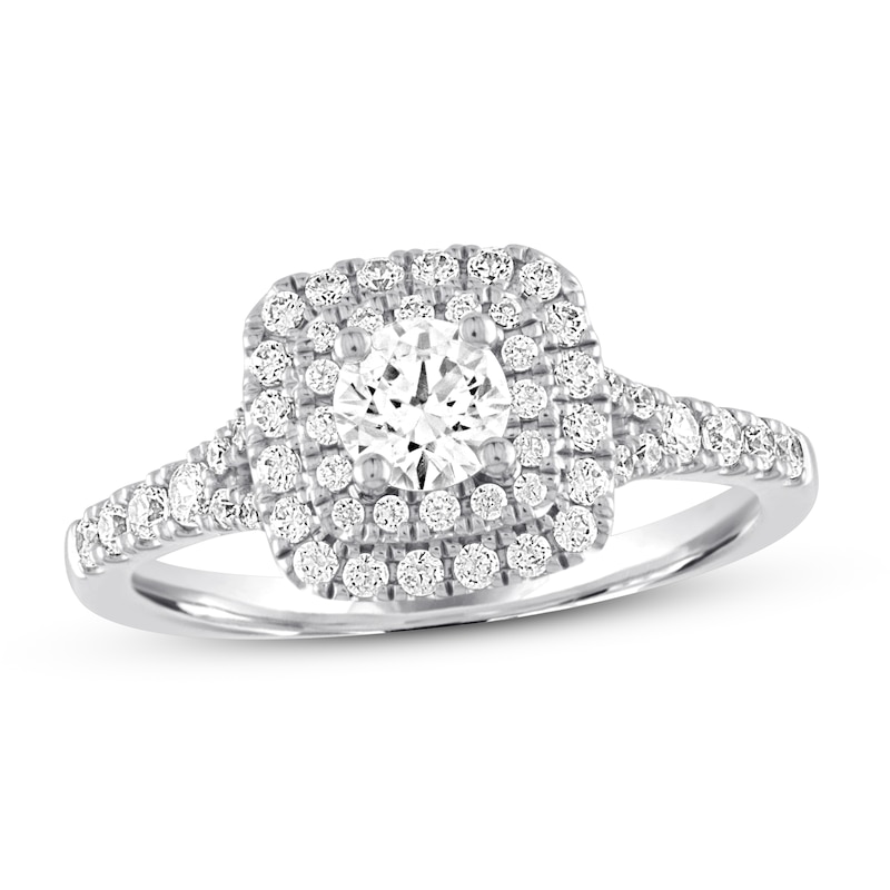 Diamond Engagement Ring 7/8 ct tw Round-cut White Gold Plated
