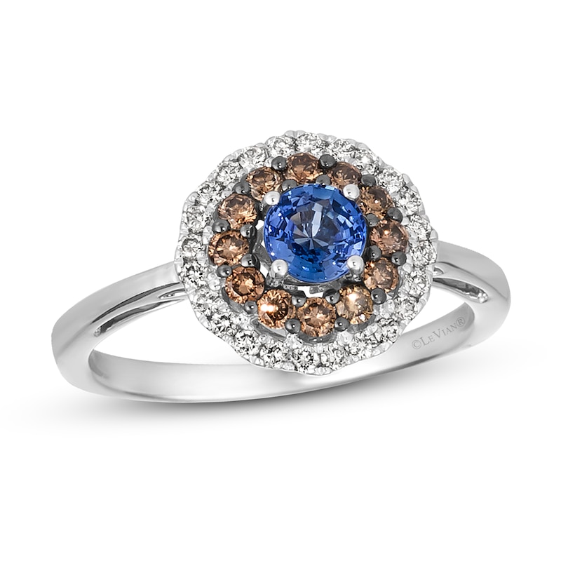 Le Vian Diamond & Blue Sapphire Ring 3/8 ct tw Vanilla Gold Plated