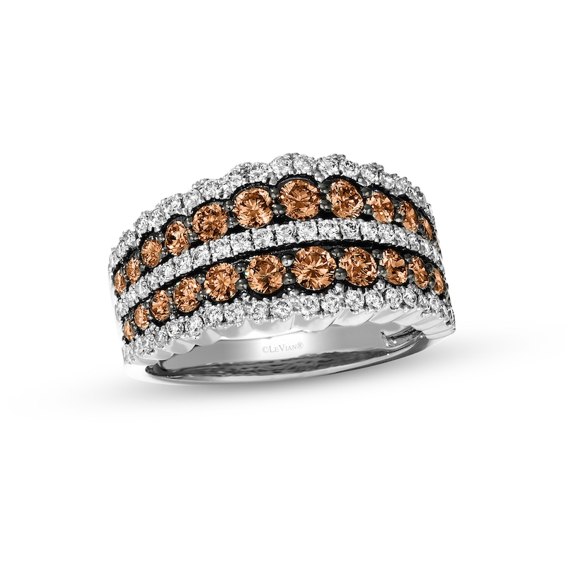 Le Vian Chocolate Waterfall Diamond Ring 1-5/8 ct tw Vanilla Gold Plated