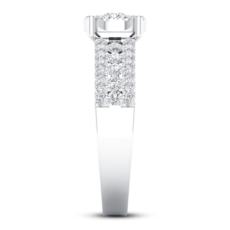 Diamond Engagement Ring 1 ct tw Round-cut White Gold Plated