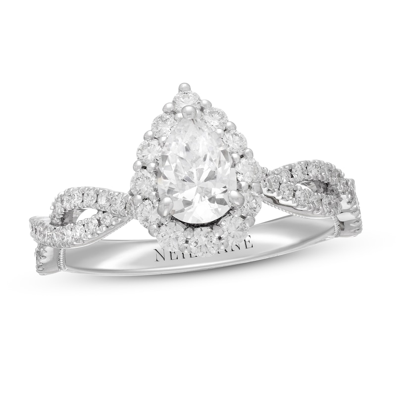 Neil Lane Diamond Engagement Ring 1-1/4 ct tw Pear/Round White Gold Plated