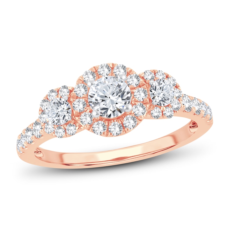 3-Stone Diamond Engagement Ring 1 ct tw Round-cut Rose Gold Plated