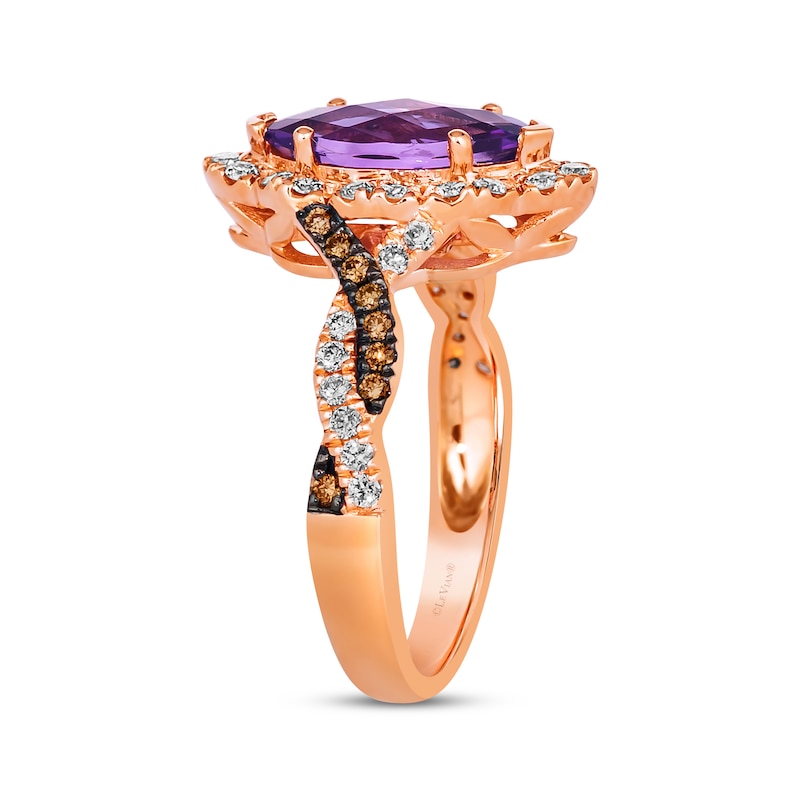 Le Vian Chocolate Twist Amethyst Ring 1/2 ct tw Diamonds Strawberry Gold Plated