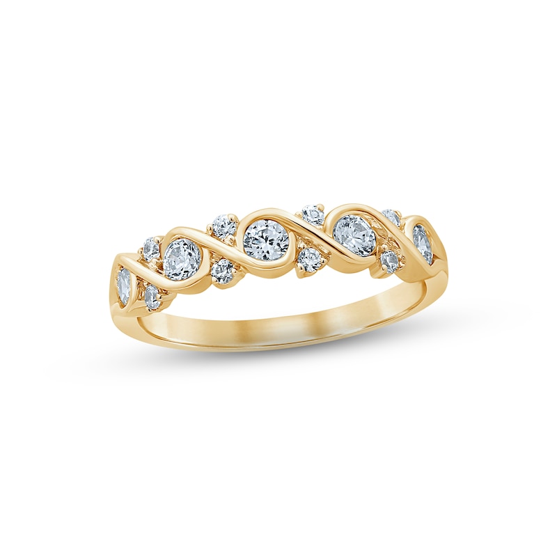 Diamond Anniversary Ring 1/2 ct tw Round-cut Yellow Gold Plated