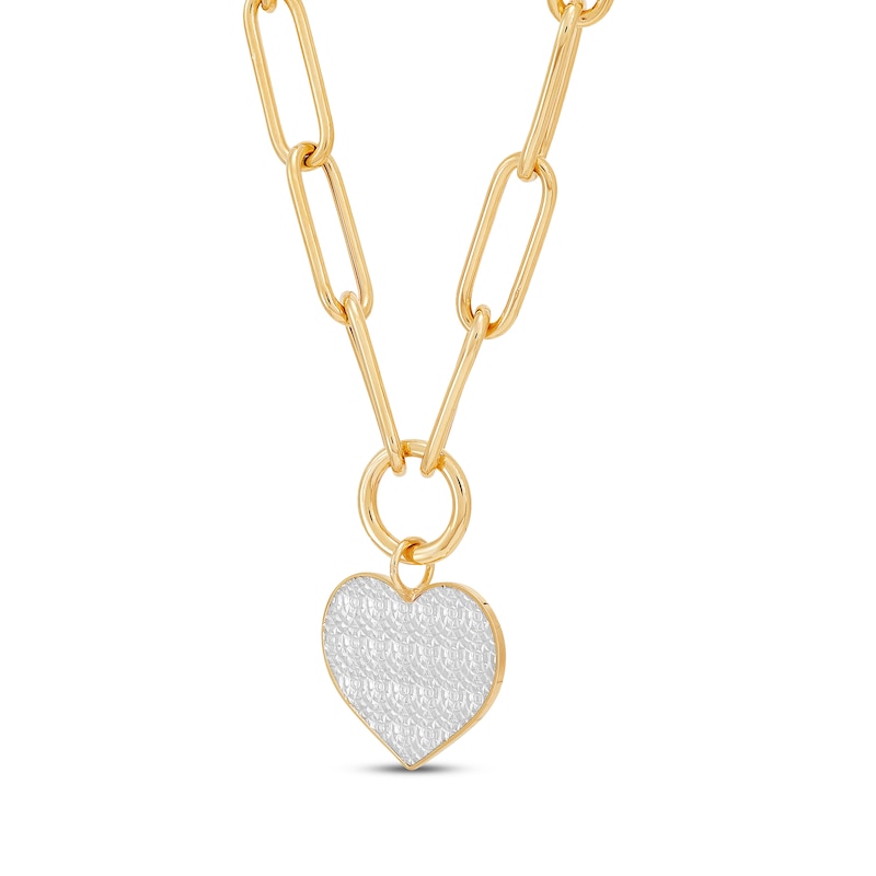 Diamond-Cut Heart Paperclip Necklace Yellow Gold Plated 18"