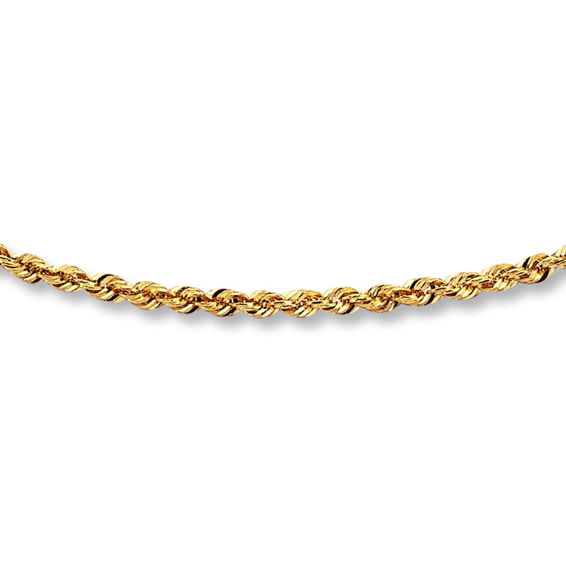 Solid Rope Chain Necklace Yellow Gold Plated 20"