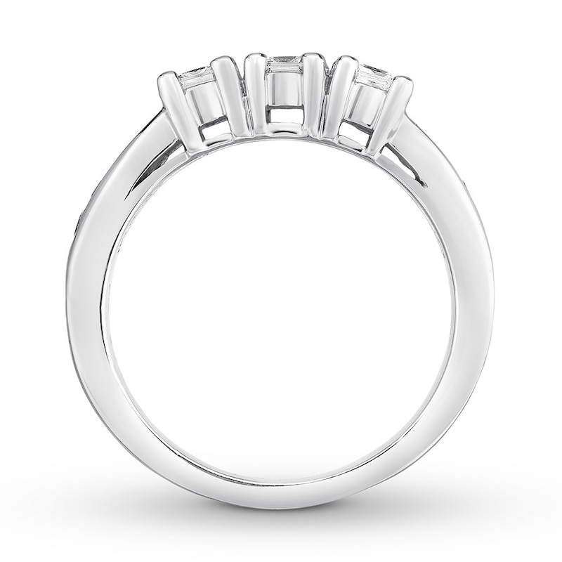 Three-Stone Diamond Ring 3/4 ct tw Princess-cut White Gold Plated