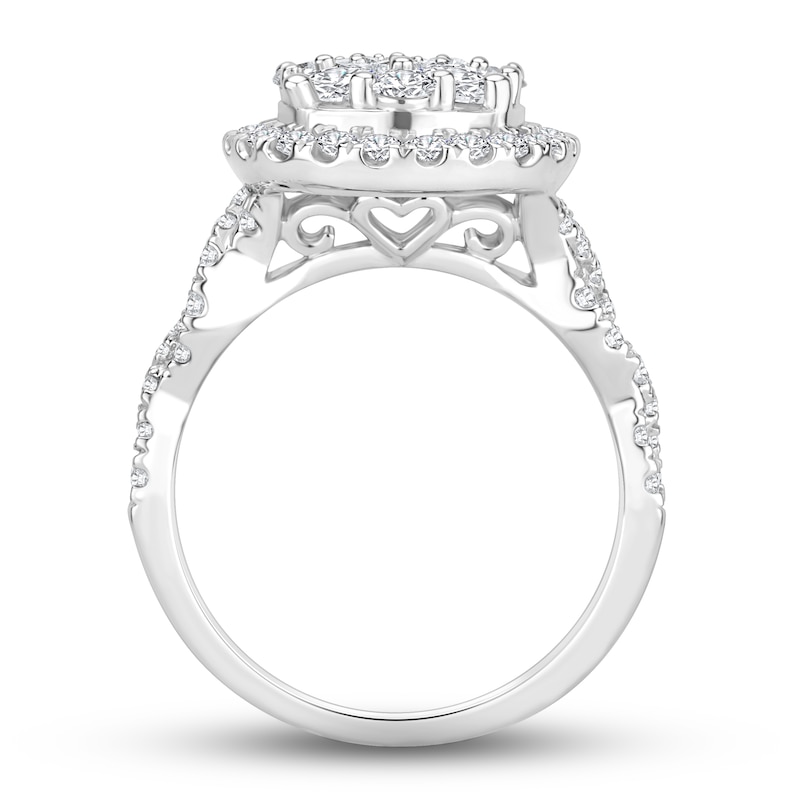 Multi-Diamond Engagement Ring 2 ct tw Round-cut White Gold Plated