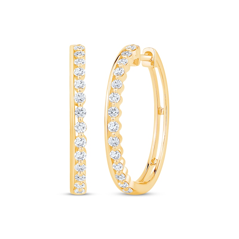 Diamond Round-Shaped Bar Hoops 1/2 ct tw Yellow Gold Plated