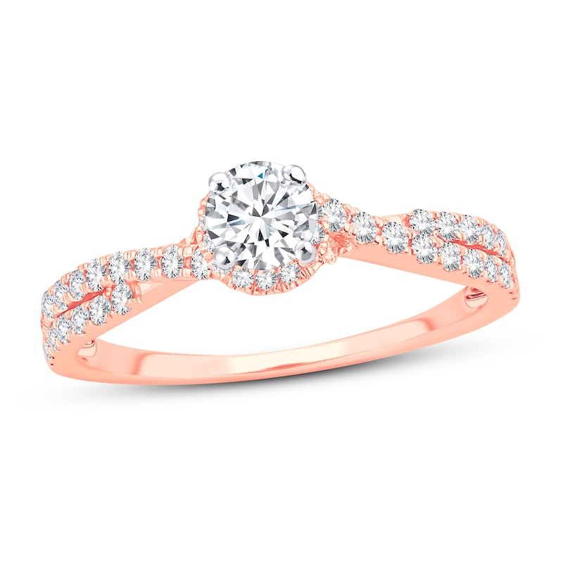 Diamond Engagement Ring 3/4 ct tw Round-cut Rose Gold Plated