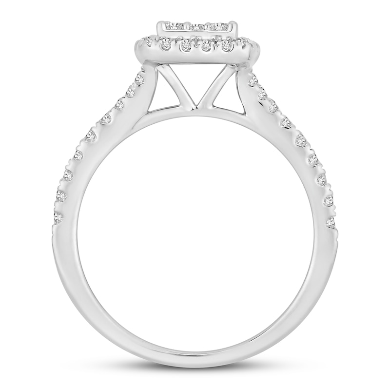 Diamond Engagement Ring 3/4 ct tw Round-cut White Gold Plated