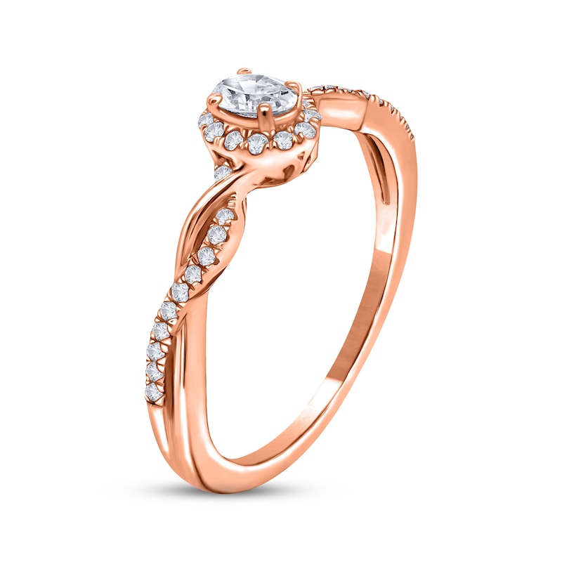 Adrianna Papell Diamond Engagement Ring 1/3 ct tw Oval & Round-cut Rose Gold Plated