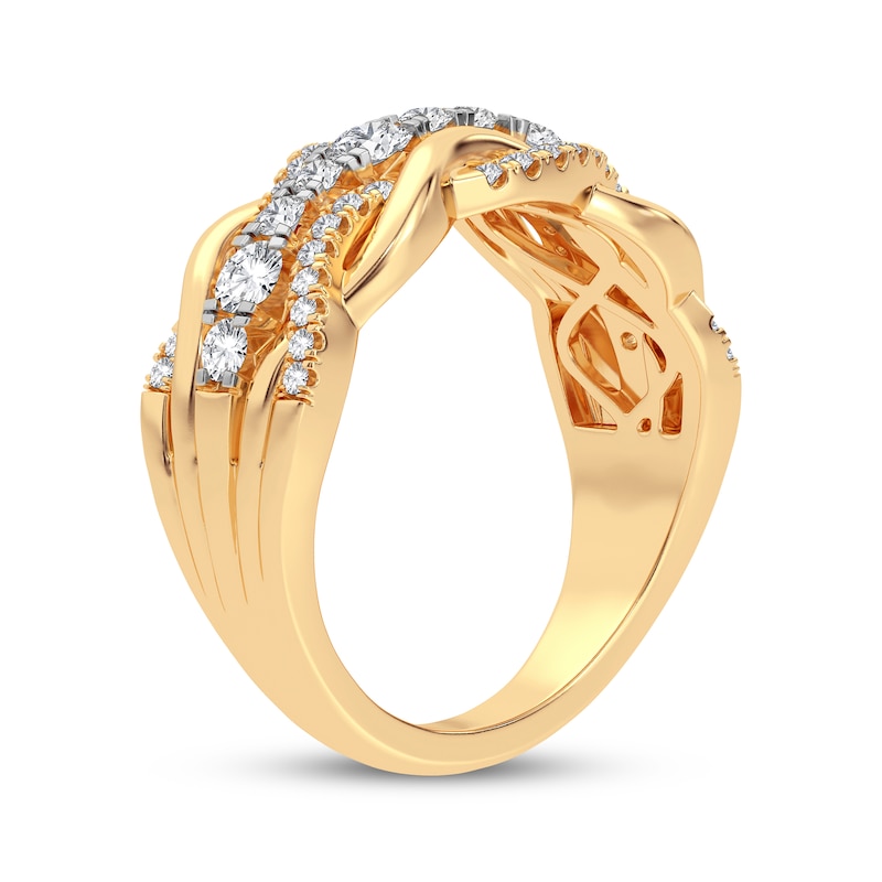 Round-Cut Diamond Multi-Row Twist Anniversary Band 1/2 ct tw Yellow Gold Plated
