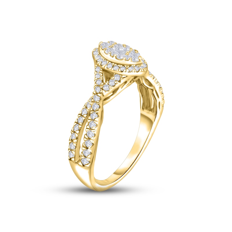 Multi-Diamond Engagement Ring 1/2 ct tw Round-cut Yellow Gold Plated