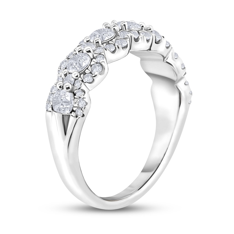Diamond Anniversary Band 1 ct tw Round-Cut White Gold Plated